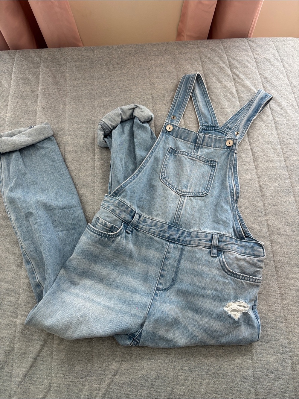 Place Light Blue Denim Kids Overalls with Front Pocket